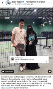 Tular Foto Zizan Razak Dengan Wanita Berpurdah Di Gelanggang Pickleball, Netizen Doa Cepat Nikah