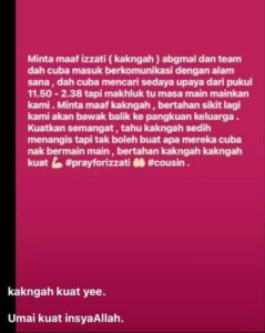 “Pulanglah Izzati…” Didakwa Disorok Alam Lain, Sudah 4 Hari Hilang — Ini Penjelasan Ustaz Yang Turut Menyertai Pencarian