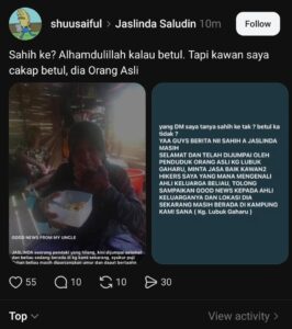 [VIDEO] “Alhamdulillah, Selamat Ditemui… Ramai Terkejut Bila Tahu Jaslinda Kini Dalam Rumah Orang Asli” Selepas 14 Hari Hilang, Ini Bukti Yang Buat Netizen Sebak