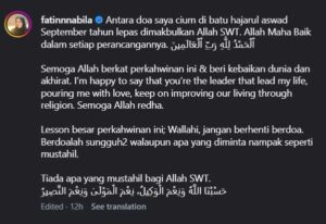 “Yeah Dah Boleh Pegang Tangan…” Ustazah Selebriti Fatin Nabila Sah Nikah Kali Kedua, Doa Di Hajarul Aswad Dimakbulkan! Ini Gambar Sekitar Majlis Fatin Nabila Buat Ramai Tersenyum