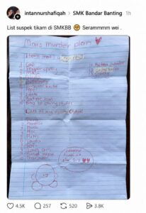 Pelik Tapi Seram… Nota Yang Ditemui Dalam Kes Sekolah Banting Dedah 10 Nama Menggemparkan